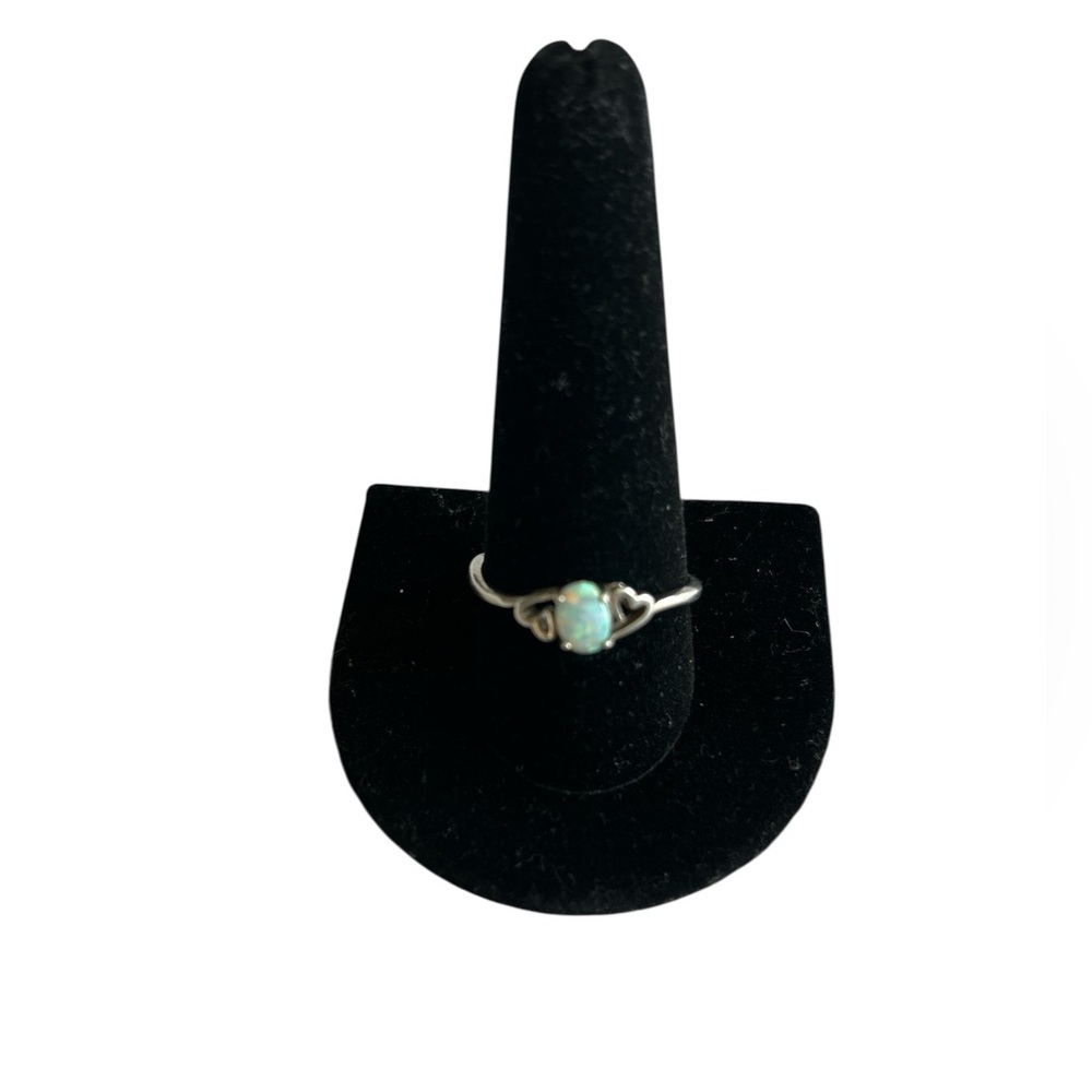 925 Sterling Silver Lab Created Opal Ring